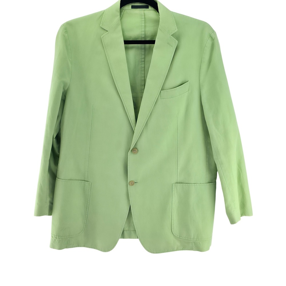 Paul Betenly Blazer Mens 46R Lime Green Linen Cotton Sport Coat J-Wash Italian